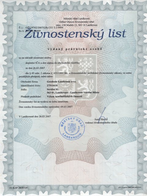 Živnostenský list č.1